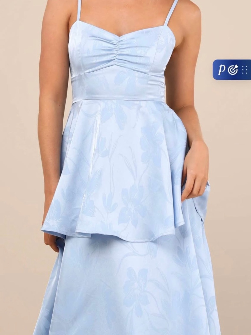 Lulu's Light Blue Floral High-Low Spaghetti Strap Dress